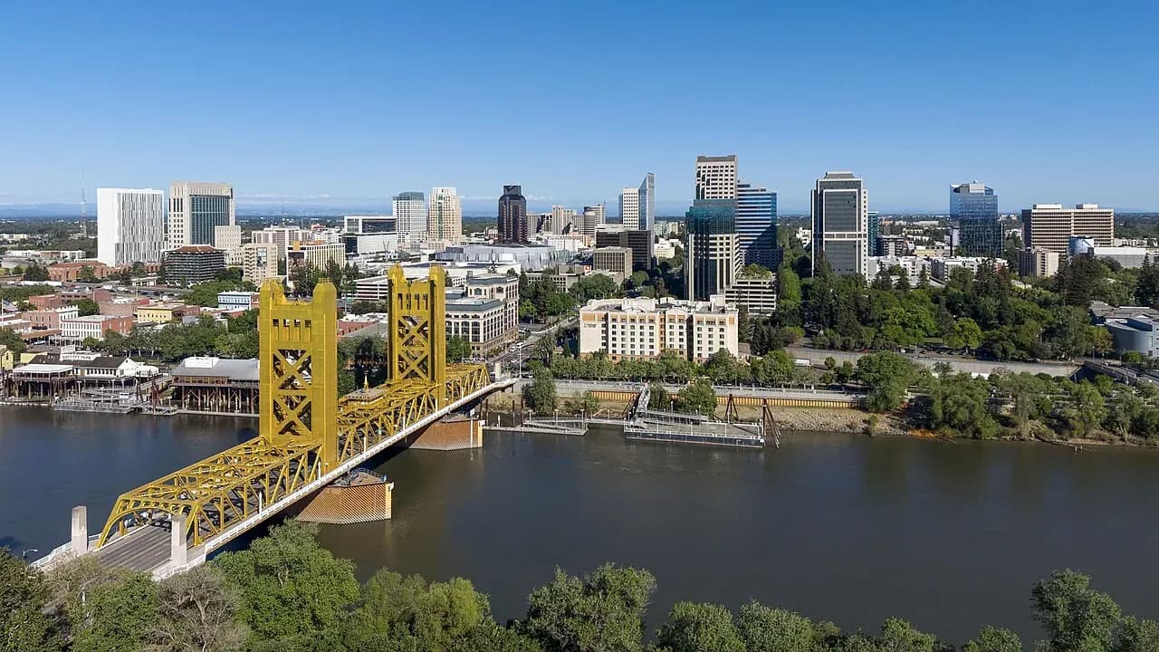 Sacramento cityscape and surrounding landscape